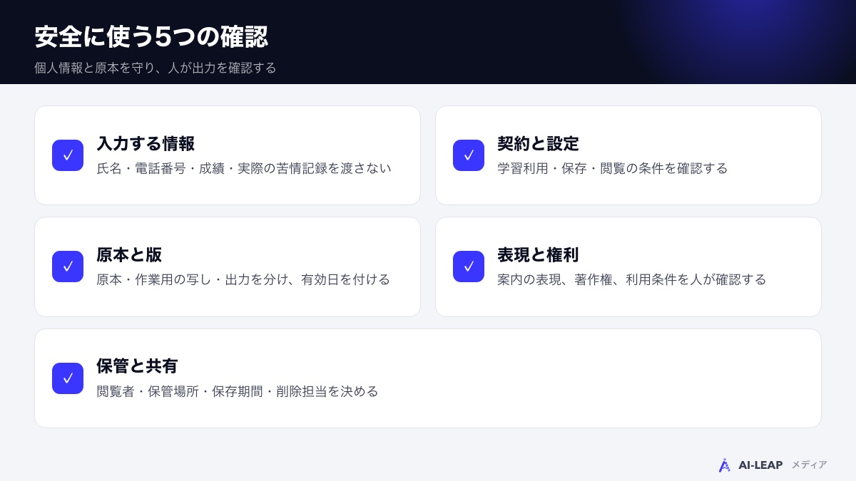 安全に使うための5つの確認